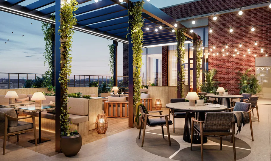 Residents' rooftop terrace at Edition, Birmingham