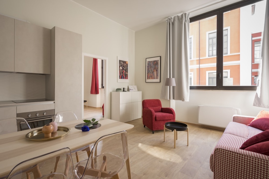 A furnished serviced apartment interior