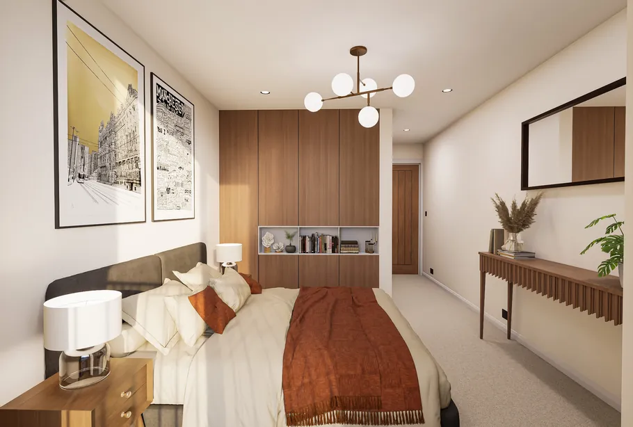 Bedroom at Piccadilly Wharf (CGI)