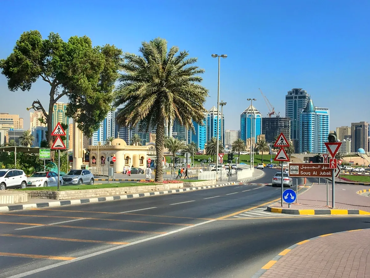 Sharjah street and skyline