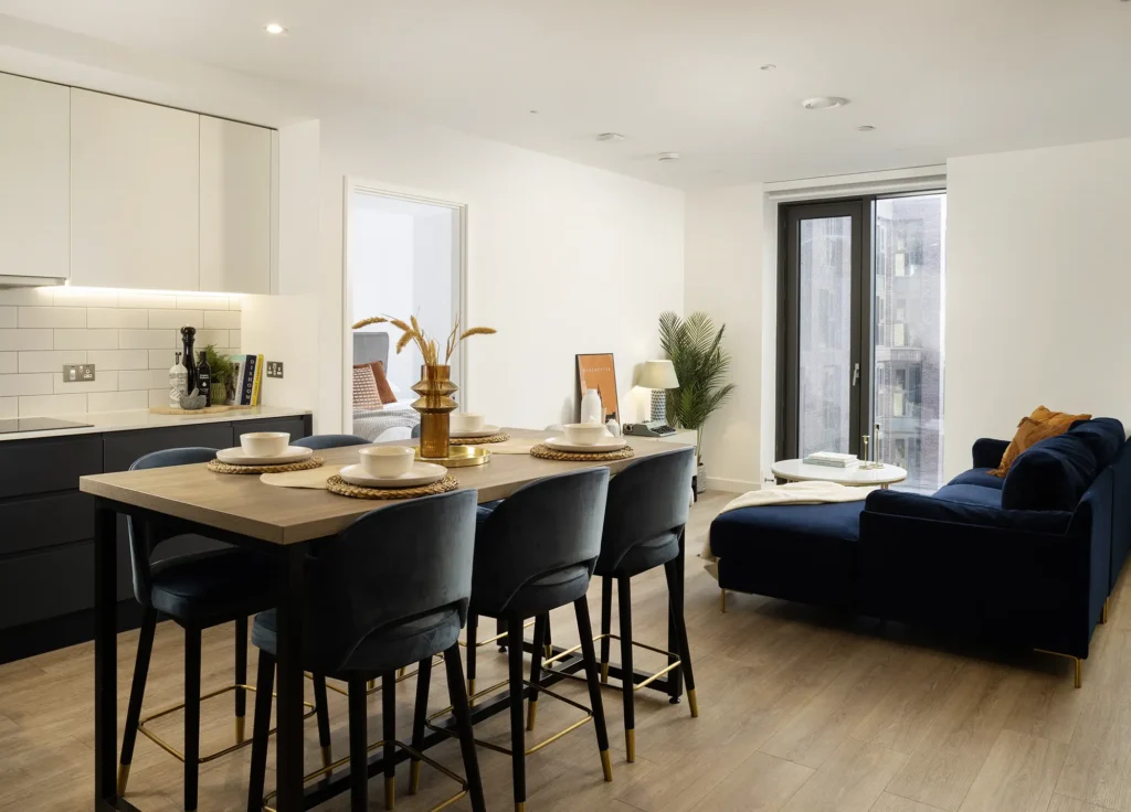 Living area at Vita Living, second angle