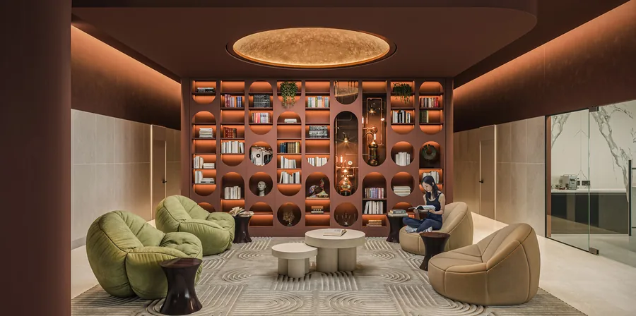 Residents' lounge and library at the Waterhouse Club, Waterhouse Gardens (CGI)